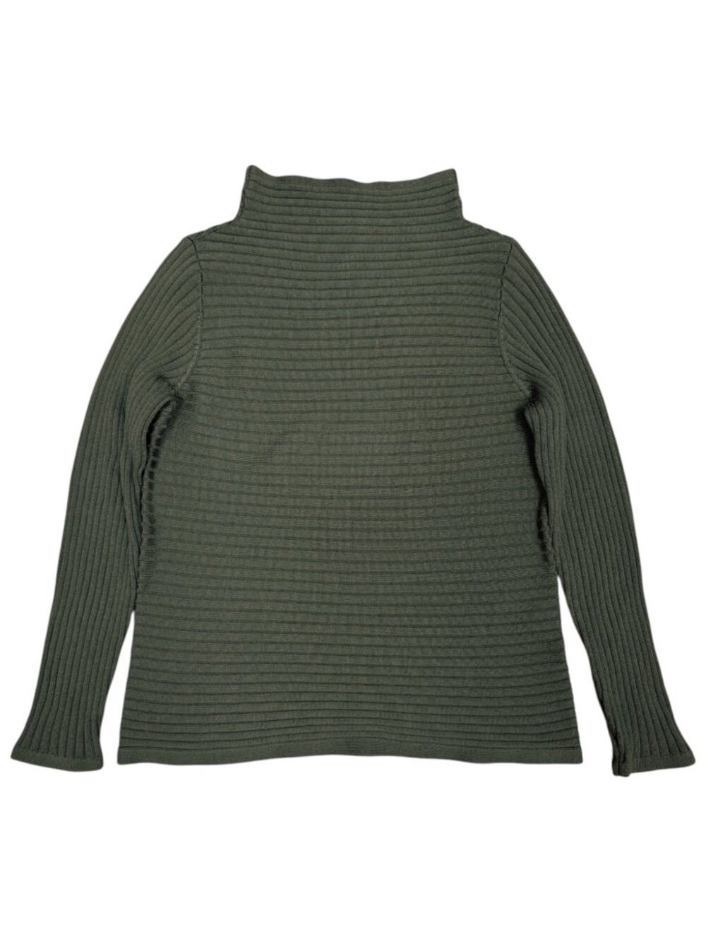 EILEEN FISHER | Ribbed Merino Wool Funnel Neck Sweater | "Woodland" | Size S - Picture 4 of 9